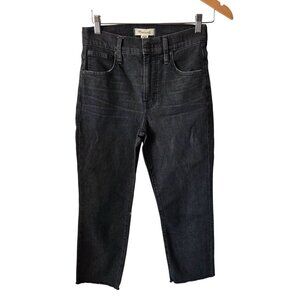 Madewell Womens 25P Vintage Crop Jeans Black Raw Hem Cotton Blend